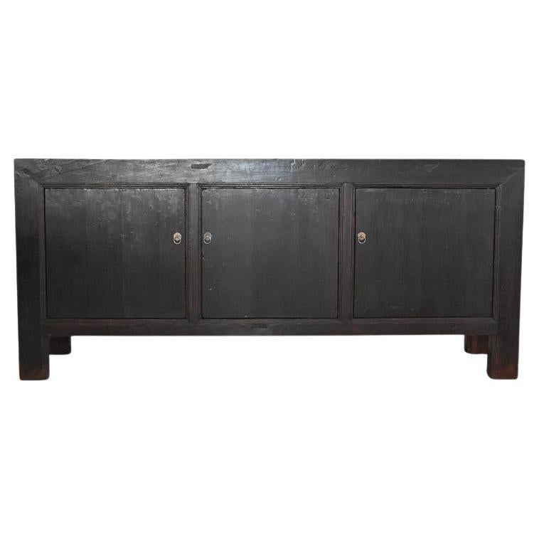 Antique Three-Door Sideboard in Blackened Elm, Shanxi, China, Early 20th Century For Sale