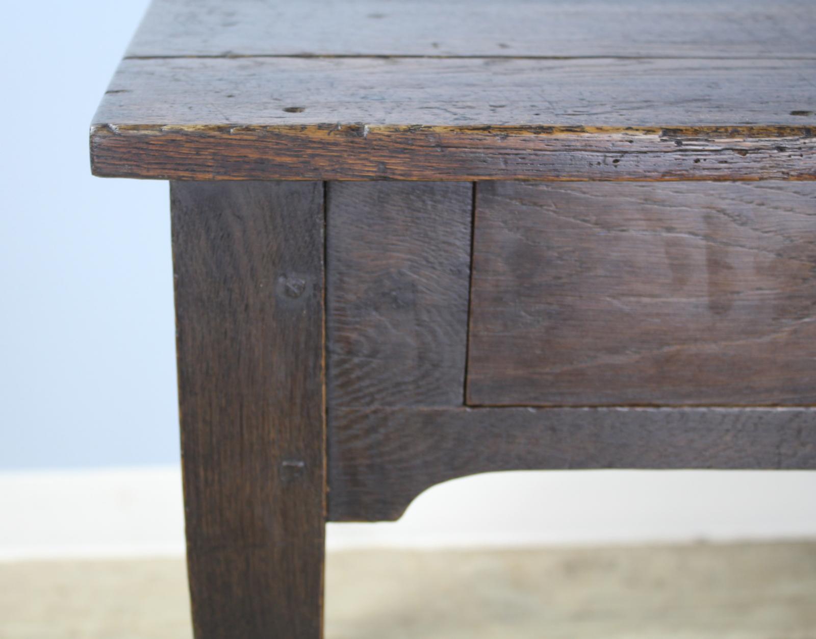 Antique Three Drawer Oak Farm Table For Sale 5