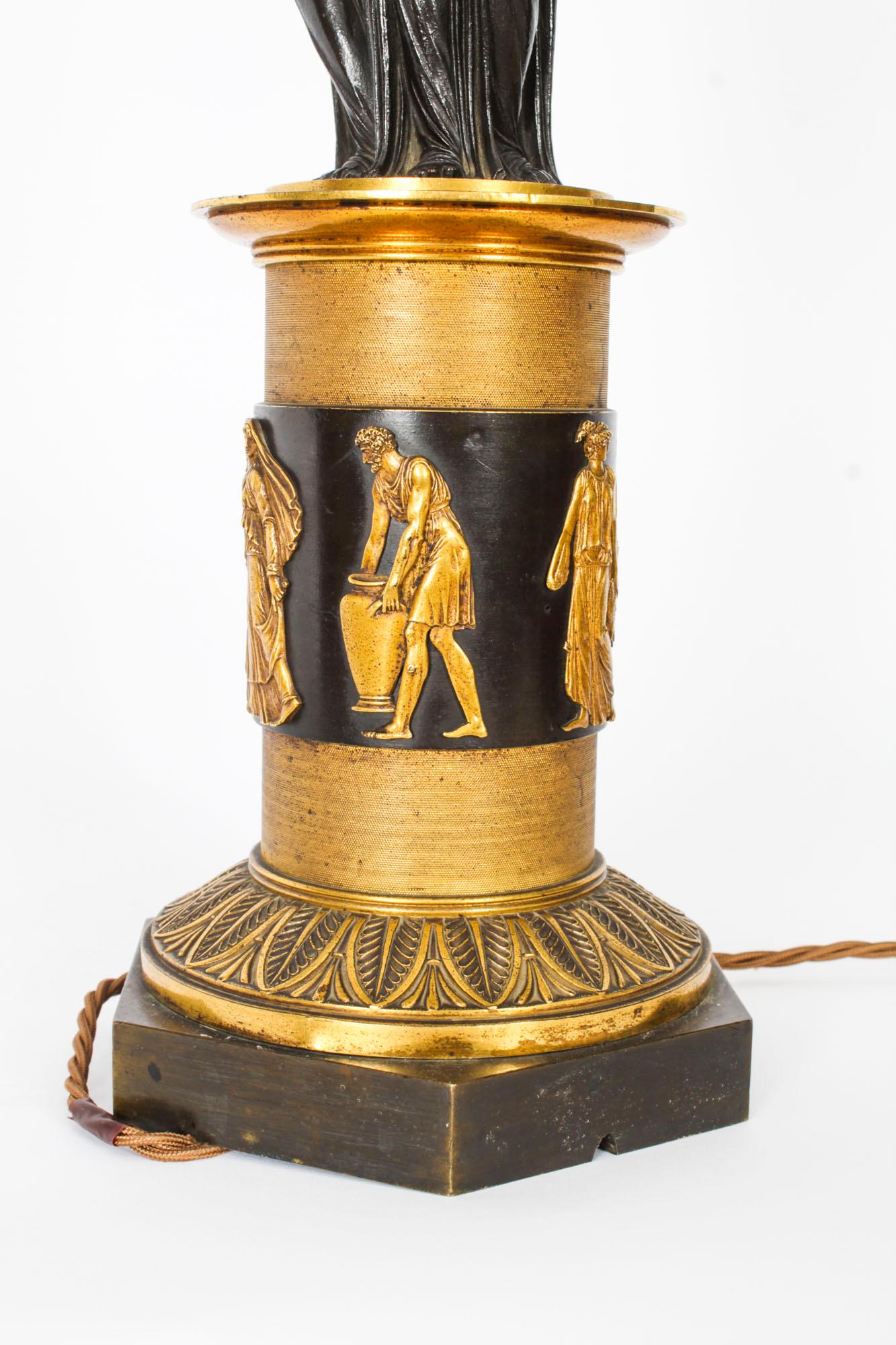 Antique Three Graces after Canova Bronze Scupture Table Lamp 19th Century 10