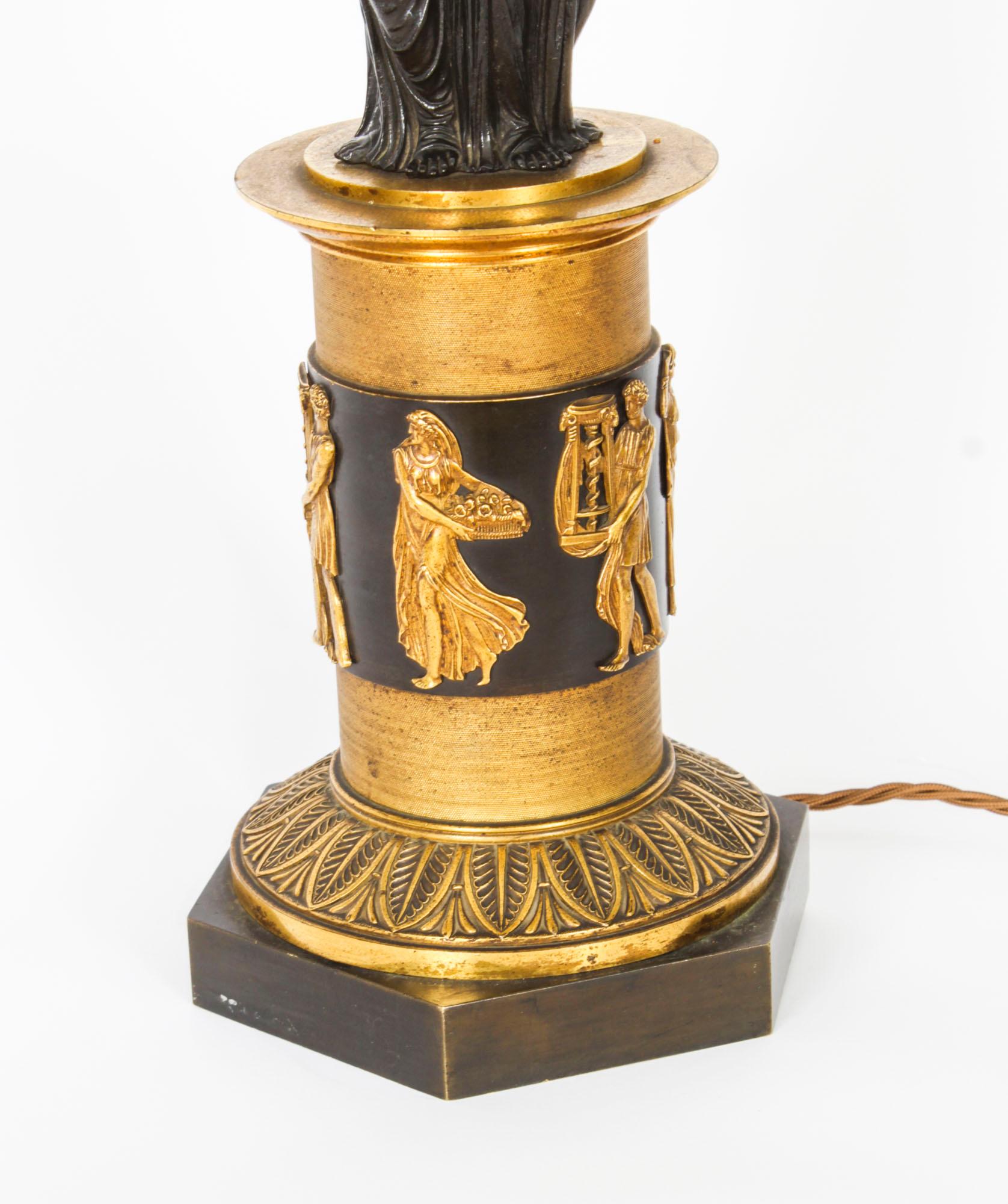 Antique Three Graces after Canova Bronze Scupture Table Lamp 19th Century 1