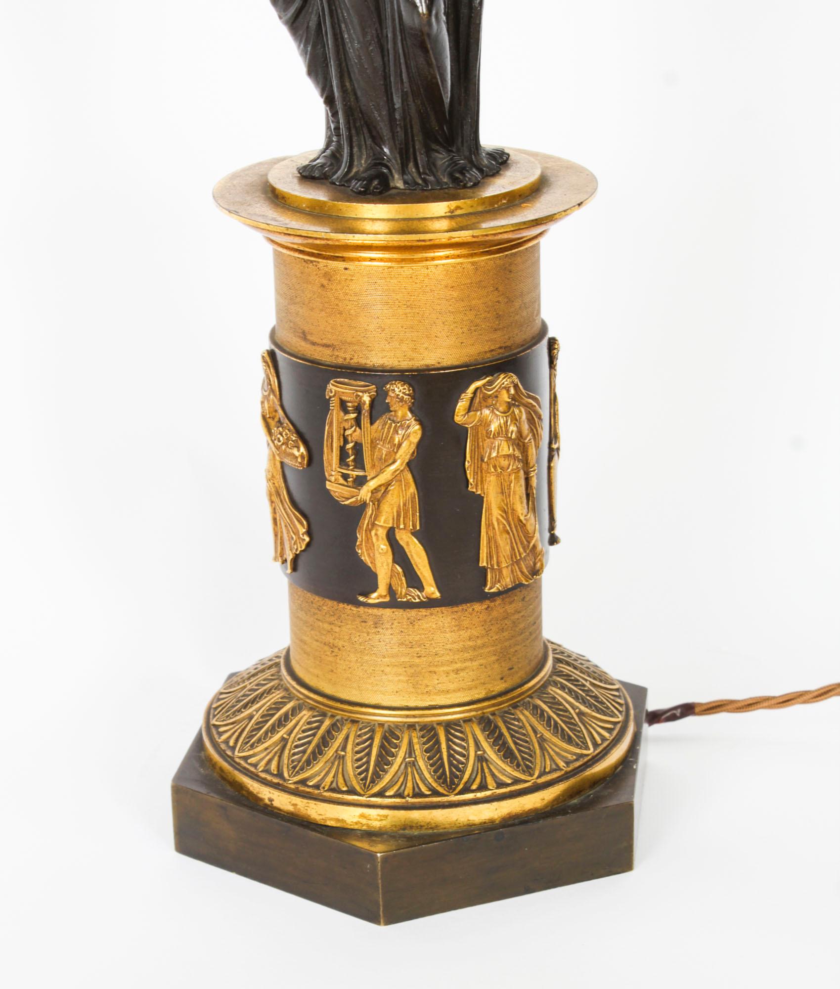 Antique Three Graces after Canova Bronze Scupture Table Lamp 19th Century 2