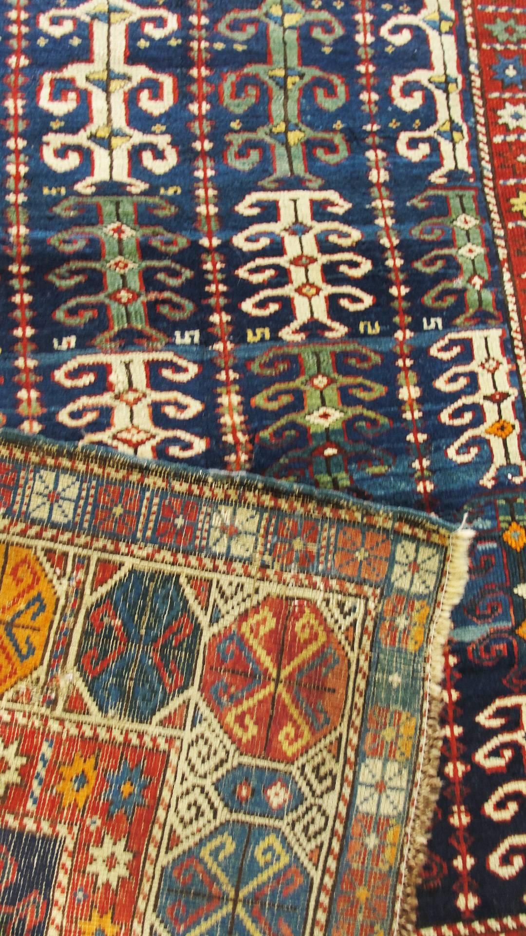 Caucasian Antique Three of Life Long Kazak Rug, 4'3