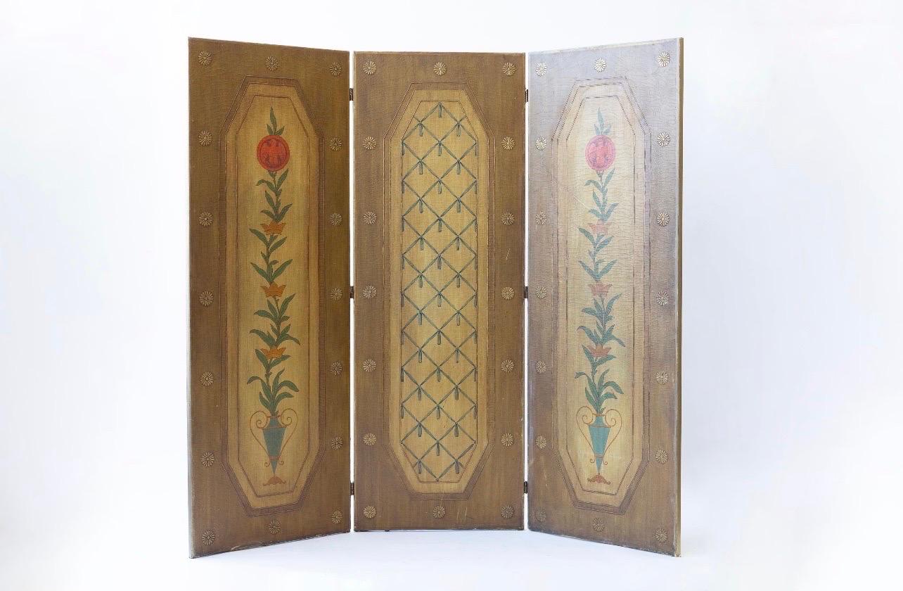 Paravent ancien à trois panneaux avec carte de Paris en vente 1