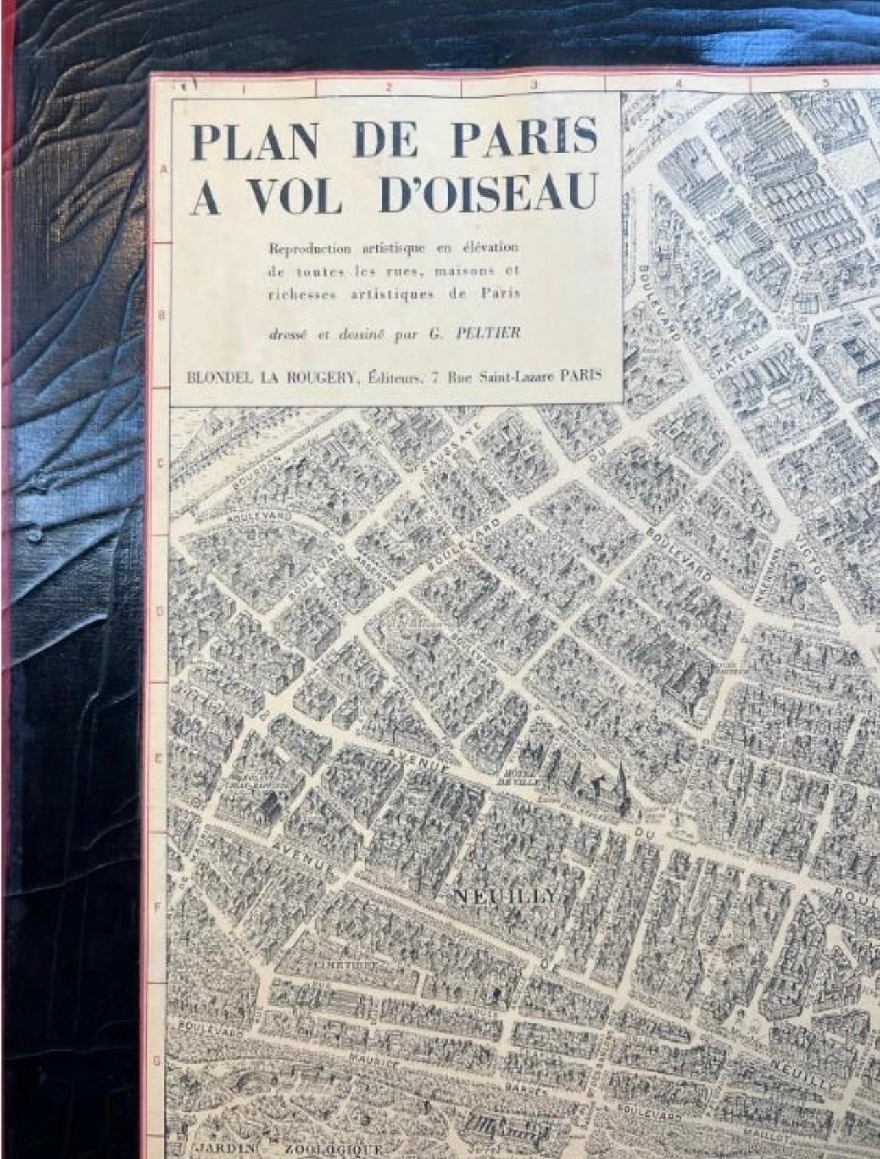 Paravent ancien à trois panneaux avec carte de Paris en vente 3