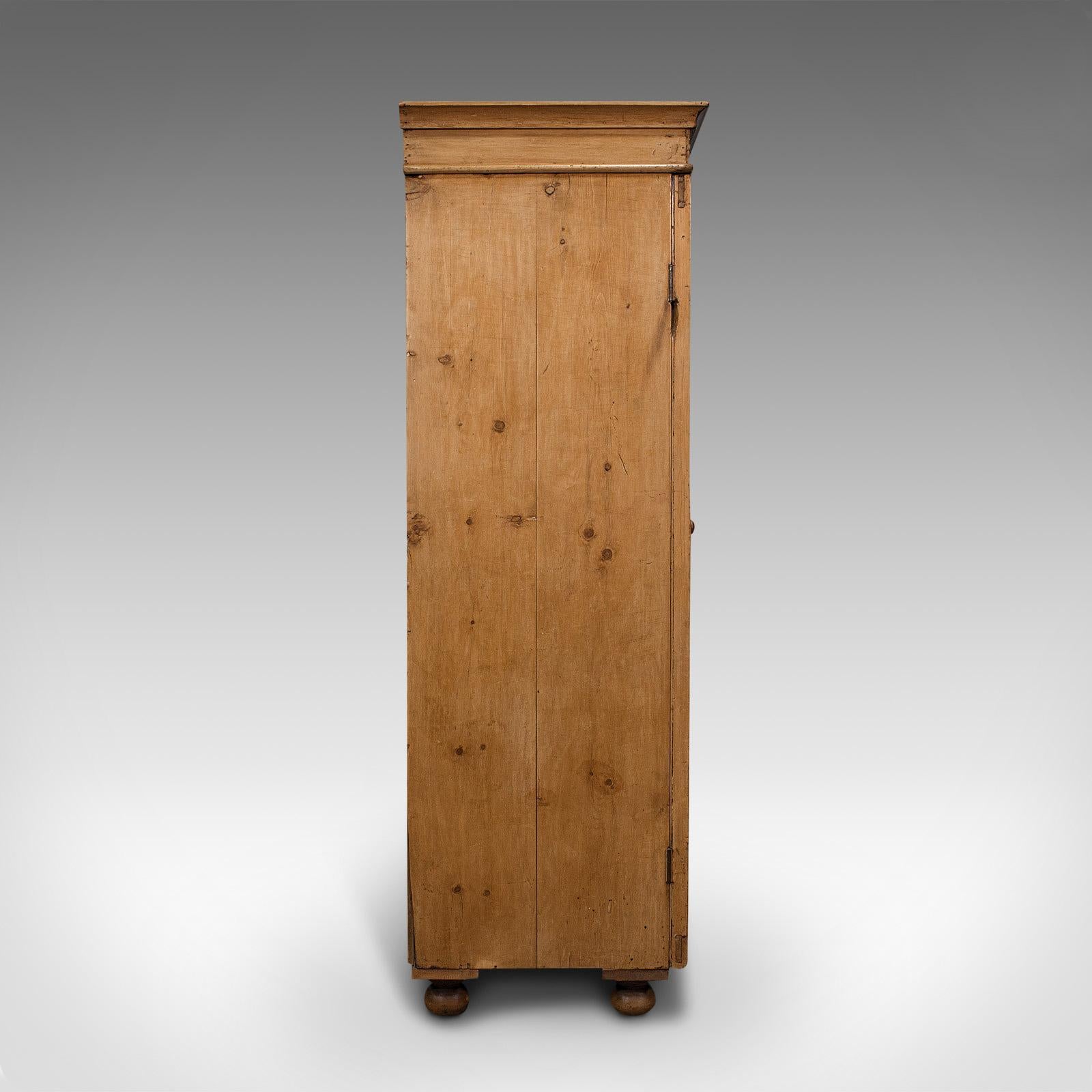 19th Century Antique Three Panel Wardrobe, English, Pine, Cupboard, Closet, Victorian, C.1900