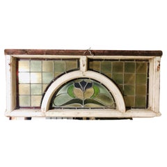 Antique Three Piece Transom Window 50" x 22"