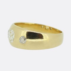 Antico anello gitano con tre pietre e diamanti