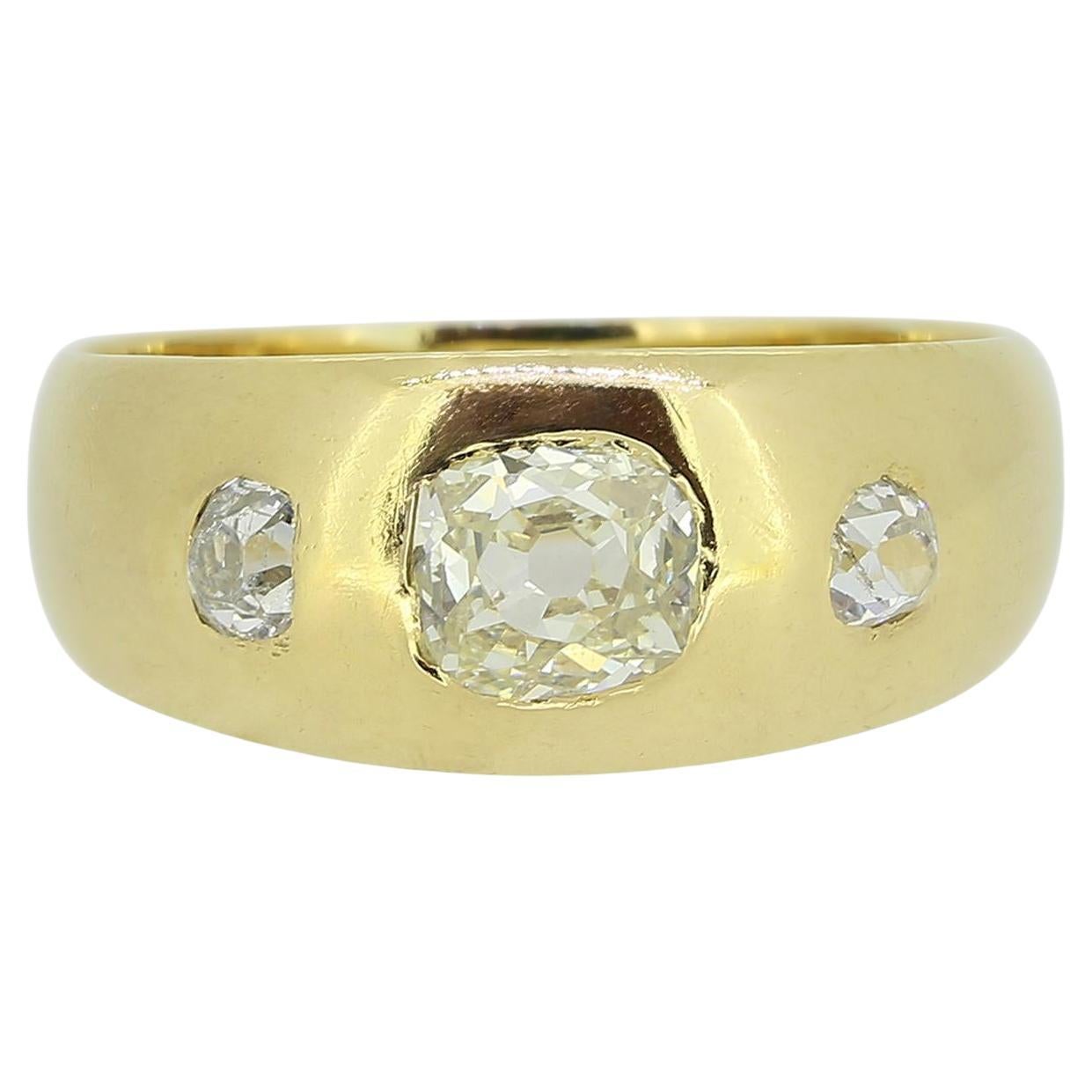 Antique Three-Stone Diamond Gypsy Ring