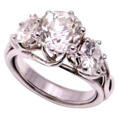 Antique Three-Stone Diamond Platinum Engagement Ring