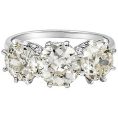 Antique Three-Stone Diamond Platinum Ring