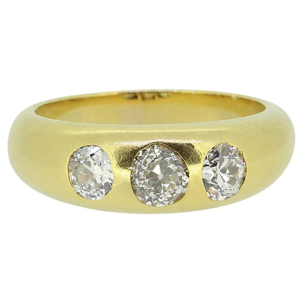 Antique Three-Stone Diamond Ring For Sale