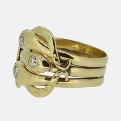 Antique Three-Stone Diamond Triple Snake Ring