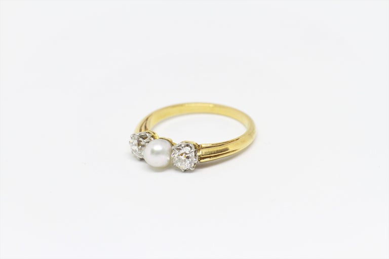 Antique Three-Stone Pearl and Diamond Ring, circa 1910 at 1stDibs