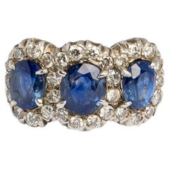 Antique three stone sapphire ring