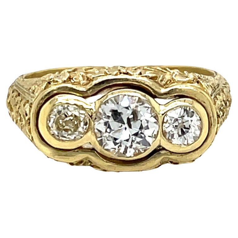 Bague Ancienne Vintage à 3 Pierres - Or Ou Argent ? Occasion