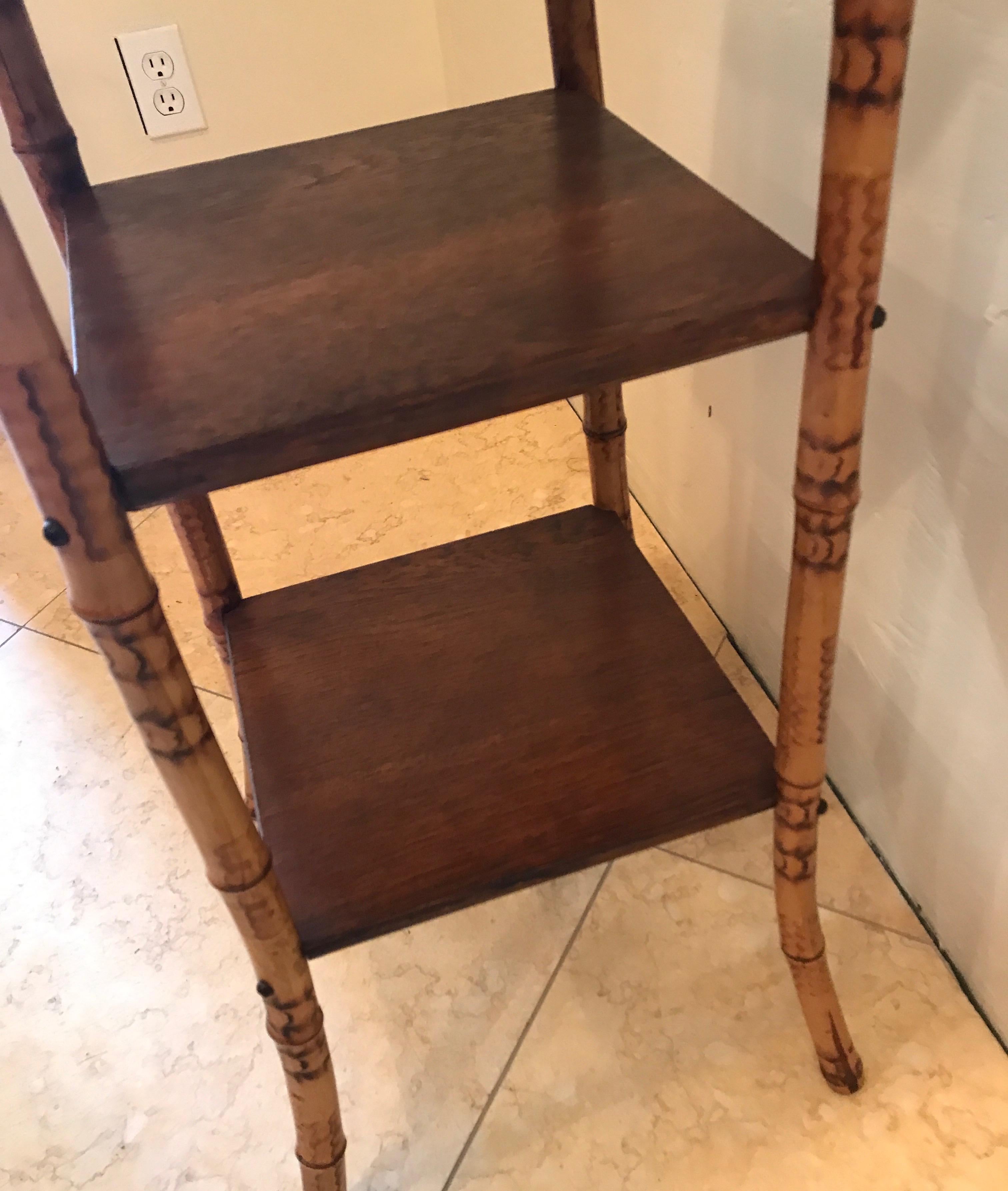 Antique Three-Tier Bamboo Stand In Good Condition In West Palm Beach, FL