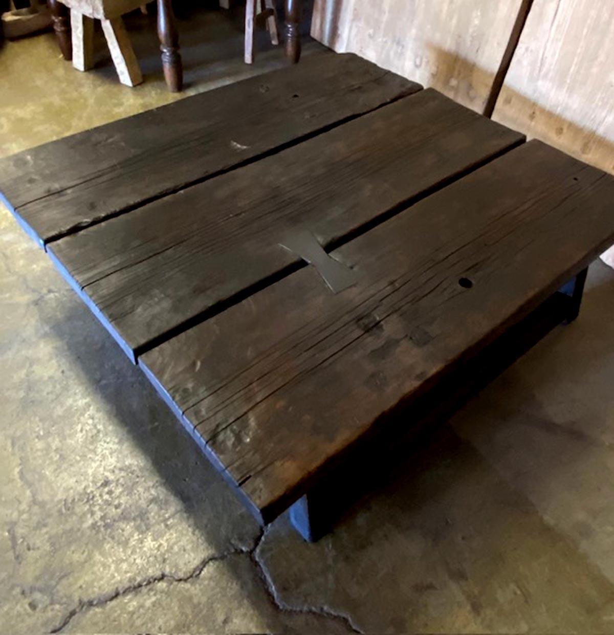 Wood Antique Three Wide Board Coffee Table