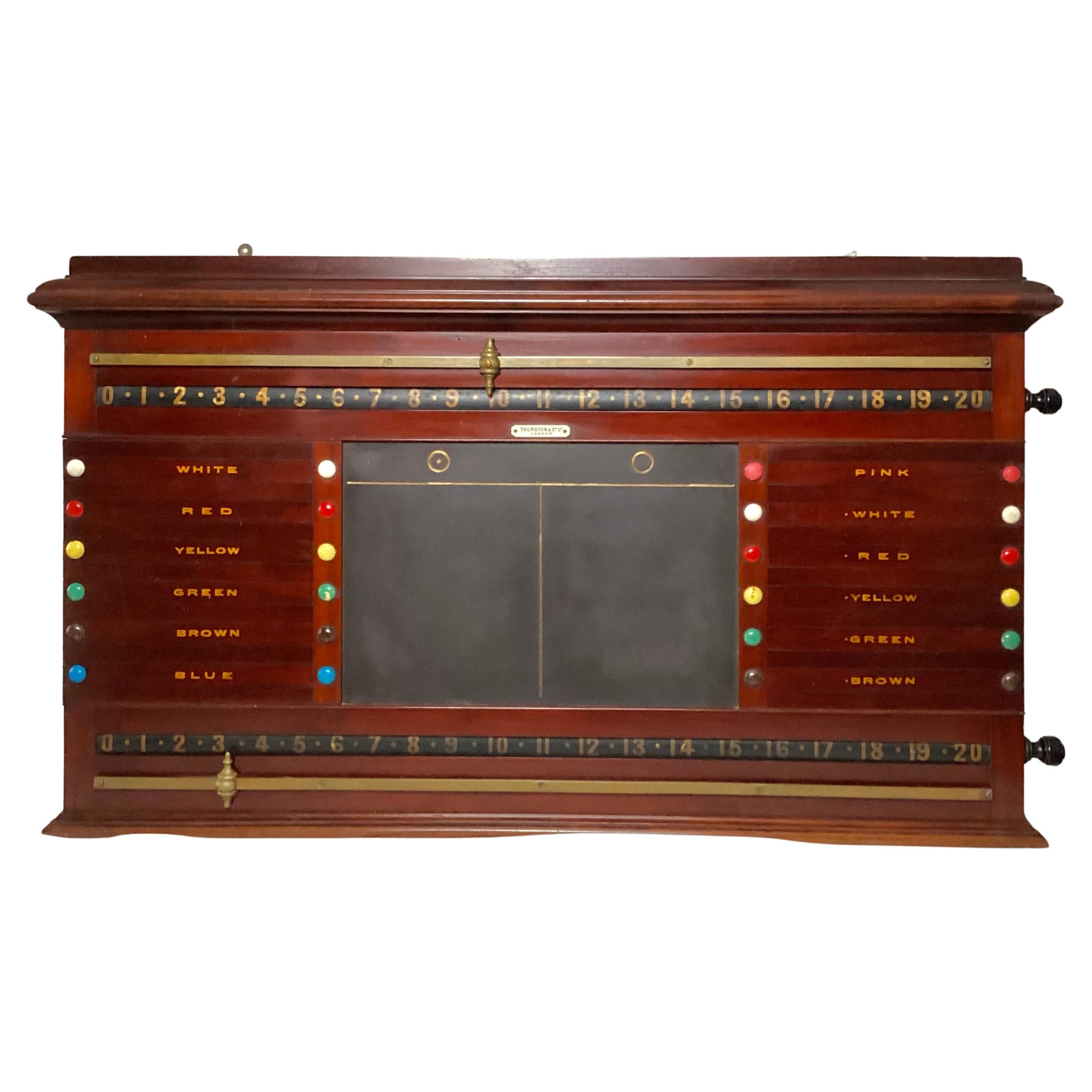 Antique scoreboard de billard de snooker de Londres Thurston & Co Ltd en vente