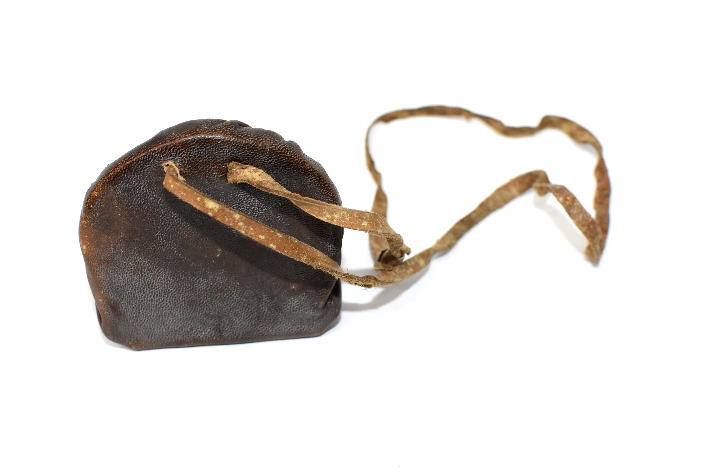 Antique Tibetan Amulet, Leather with Tara Holding Sword 4