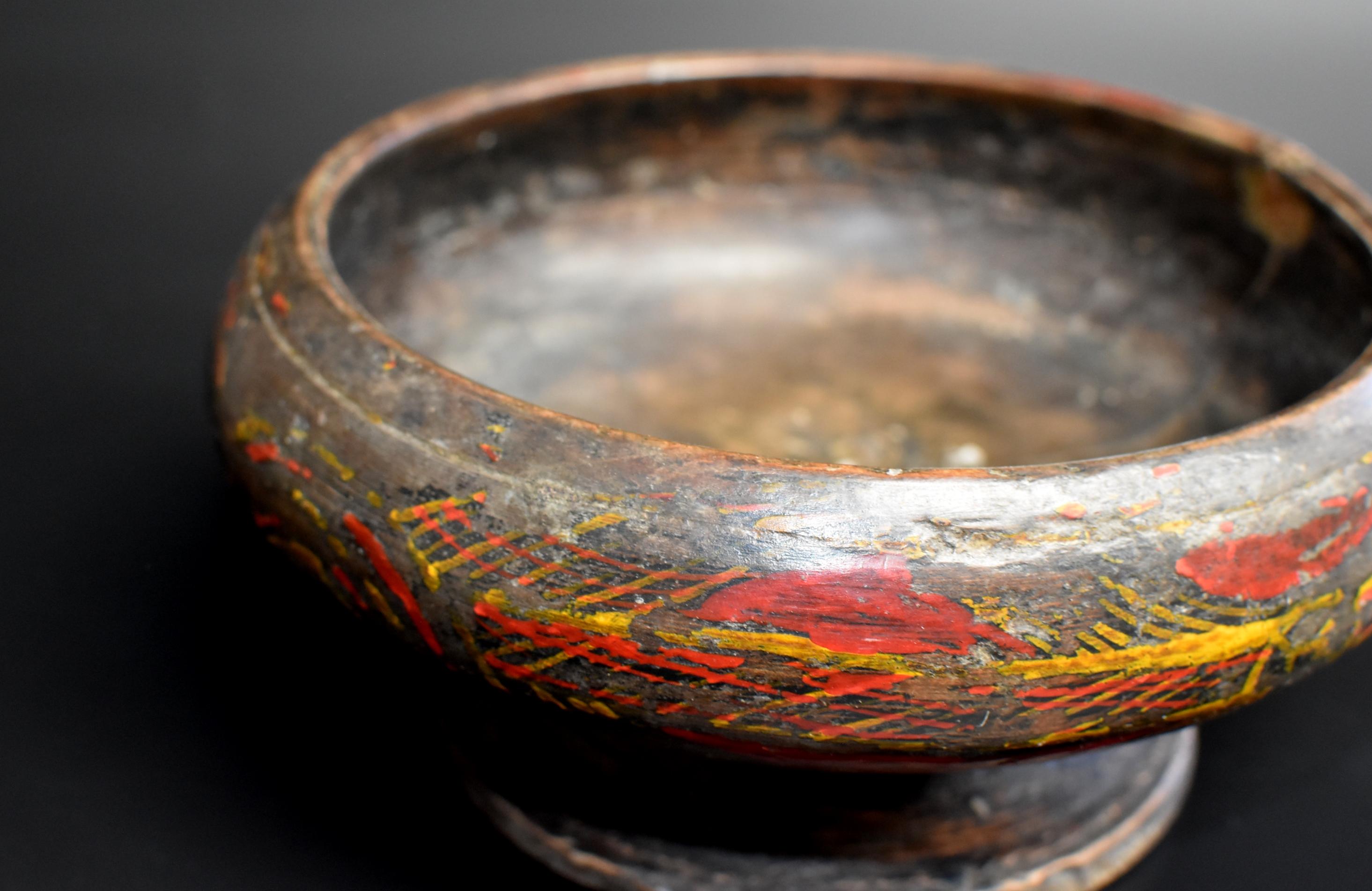 19th Century Antique Tibetan Bowl with Wheat Motif