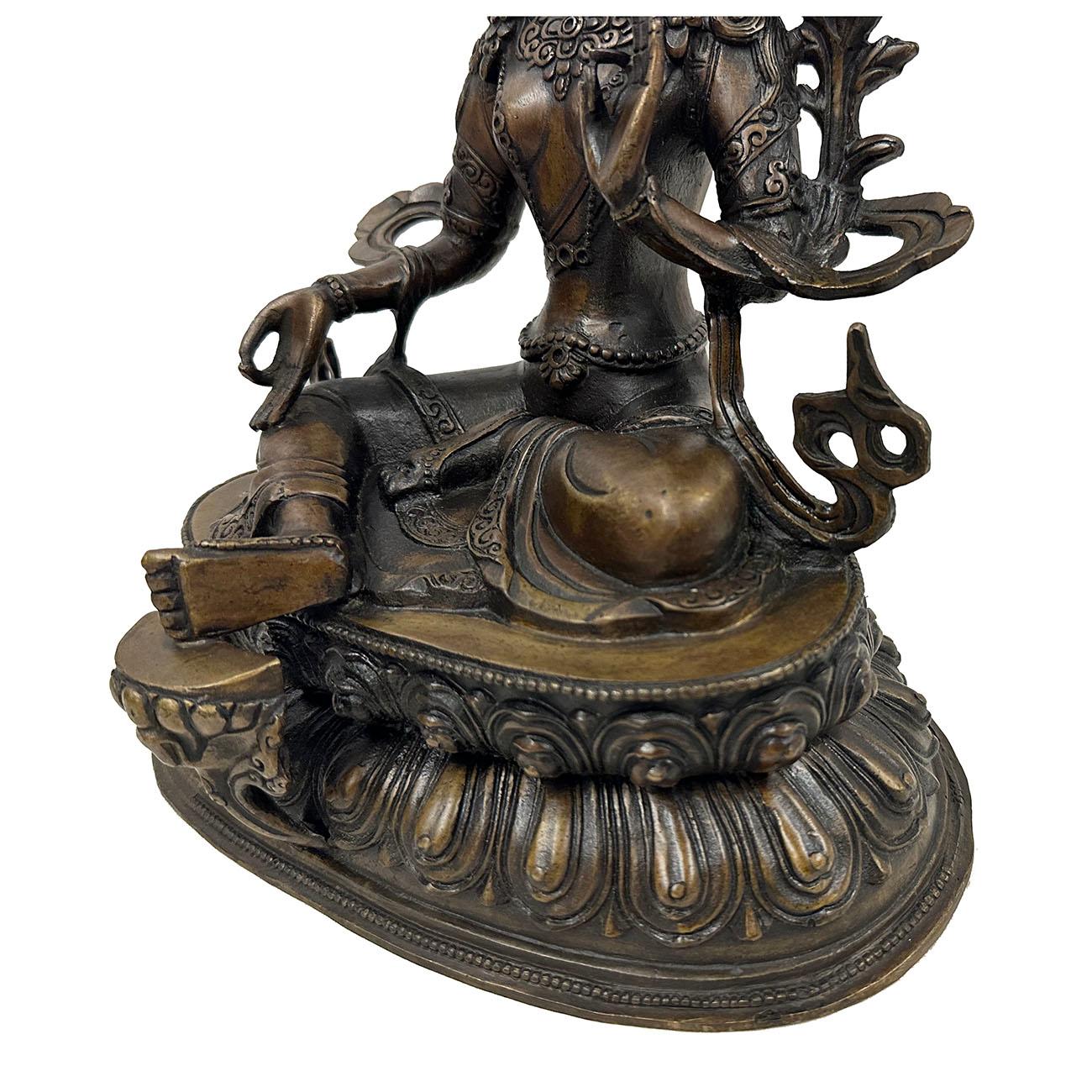 20th Century Antique Tibetan Bronze Bodhisattva Tara (Du Mu) Statuary For Sale