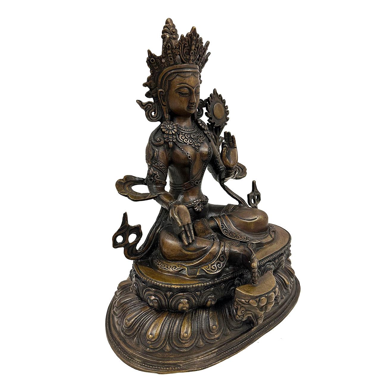 Antique Tibetan Bronze Bodhisattva Tara (Du Mu) Statuary For Sale 1