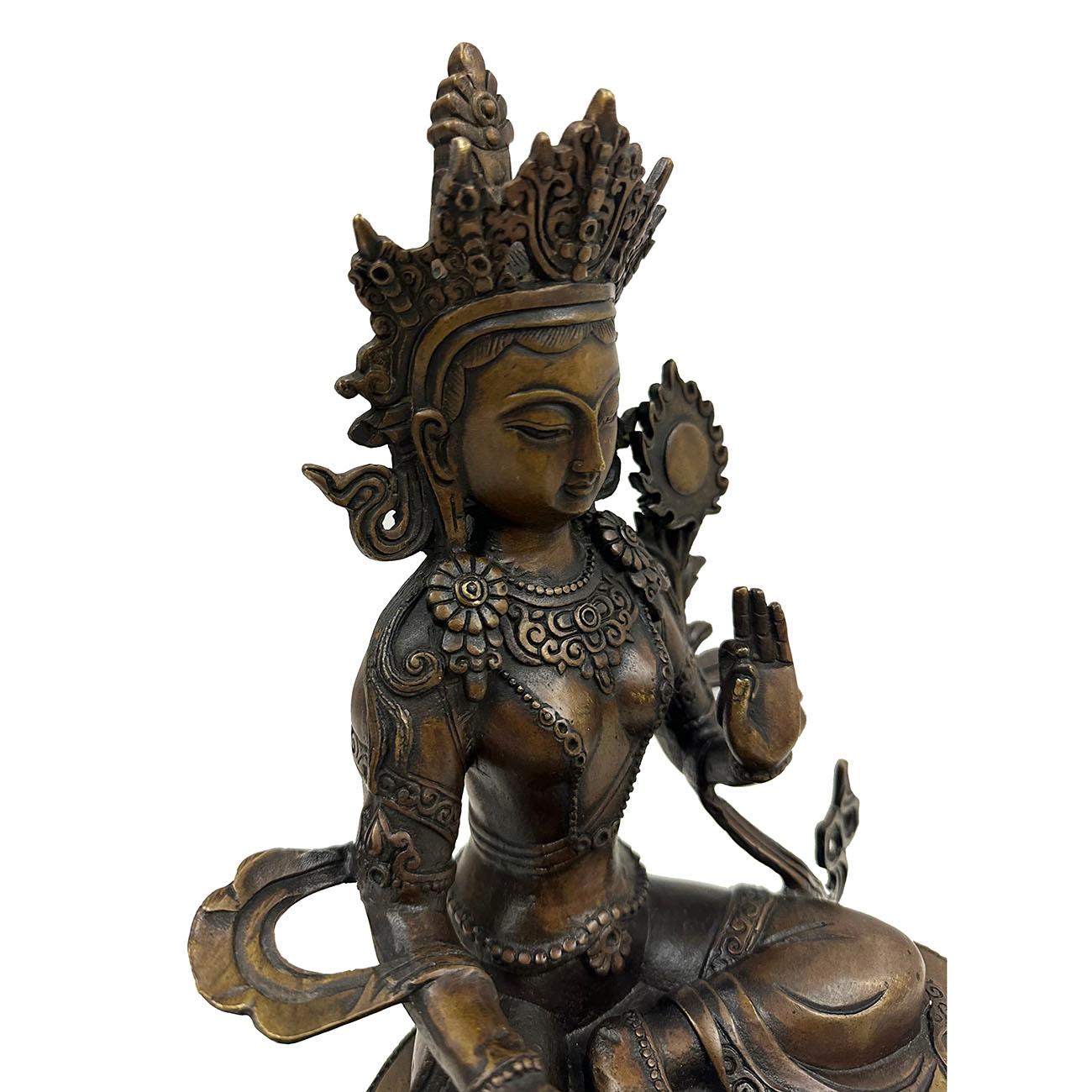 Antique Tibetan Bronze Bodhisattva Tara (Du Mu) Statuary For Sale 2