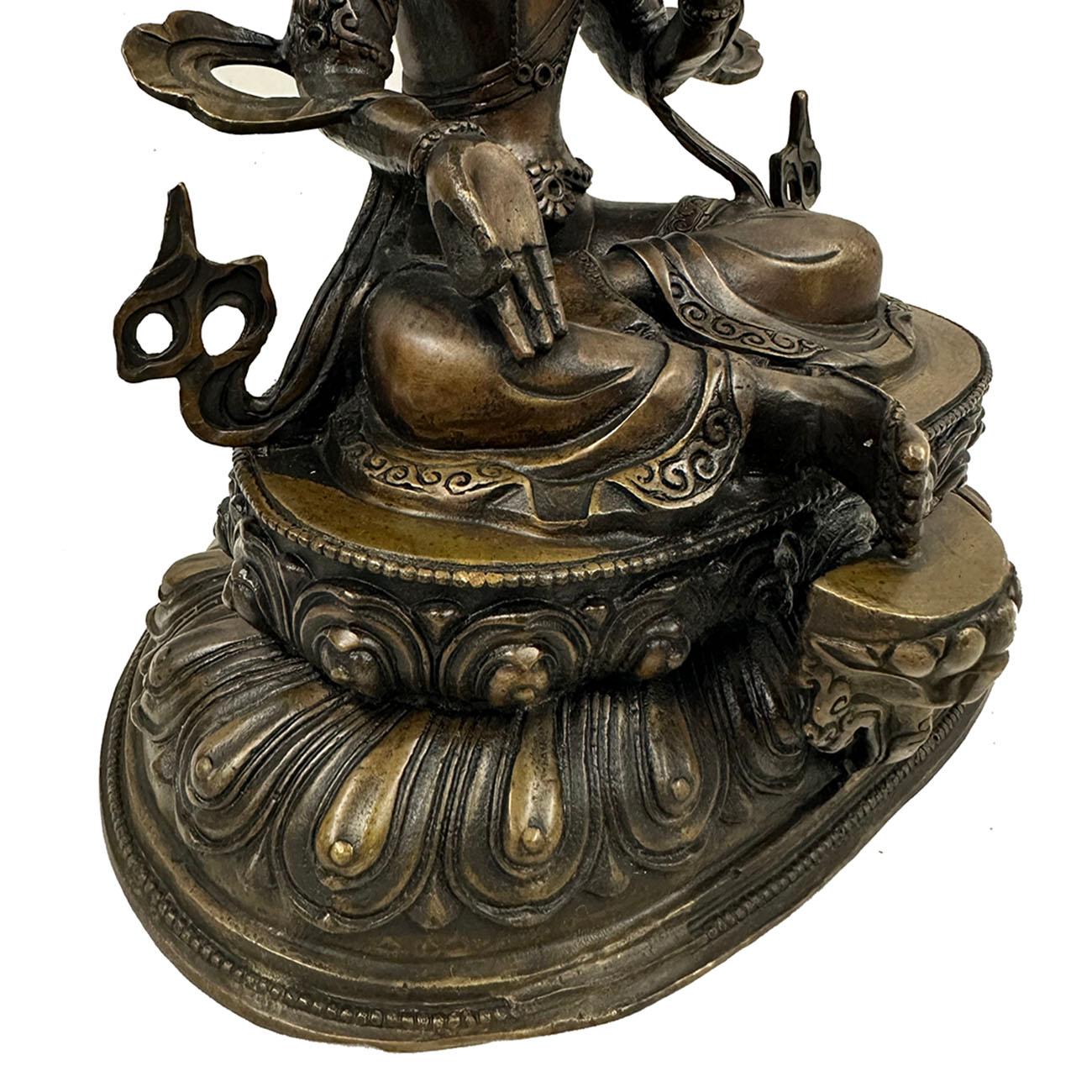 Antique Tibetan Bronze Bodhisattva Tara (Du Mu) Statuary For Sale 3