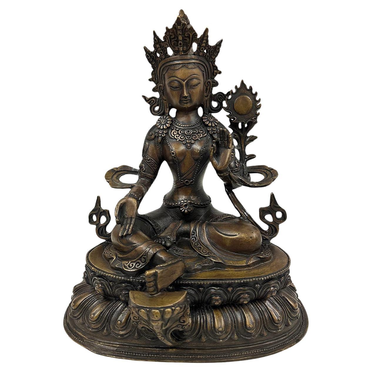Antike tibetische Bronzestatue Bodhisattva Tara (Du Mu) aus Bronze