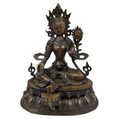 Antike tibetische Bronzestatue Bodhisattva Tara (Du Mu) aus Bronze