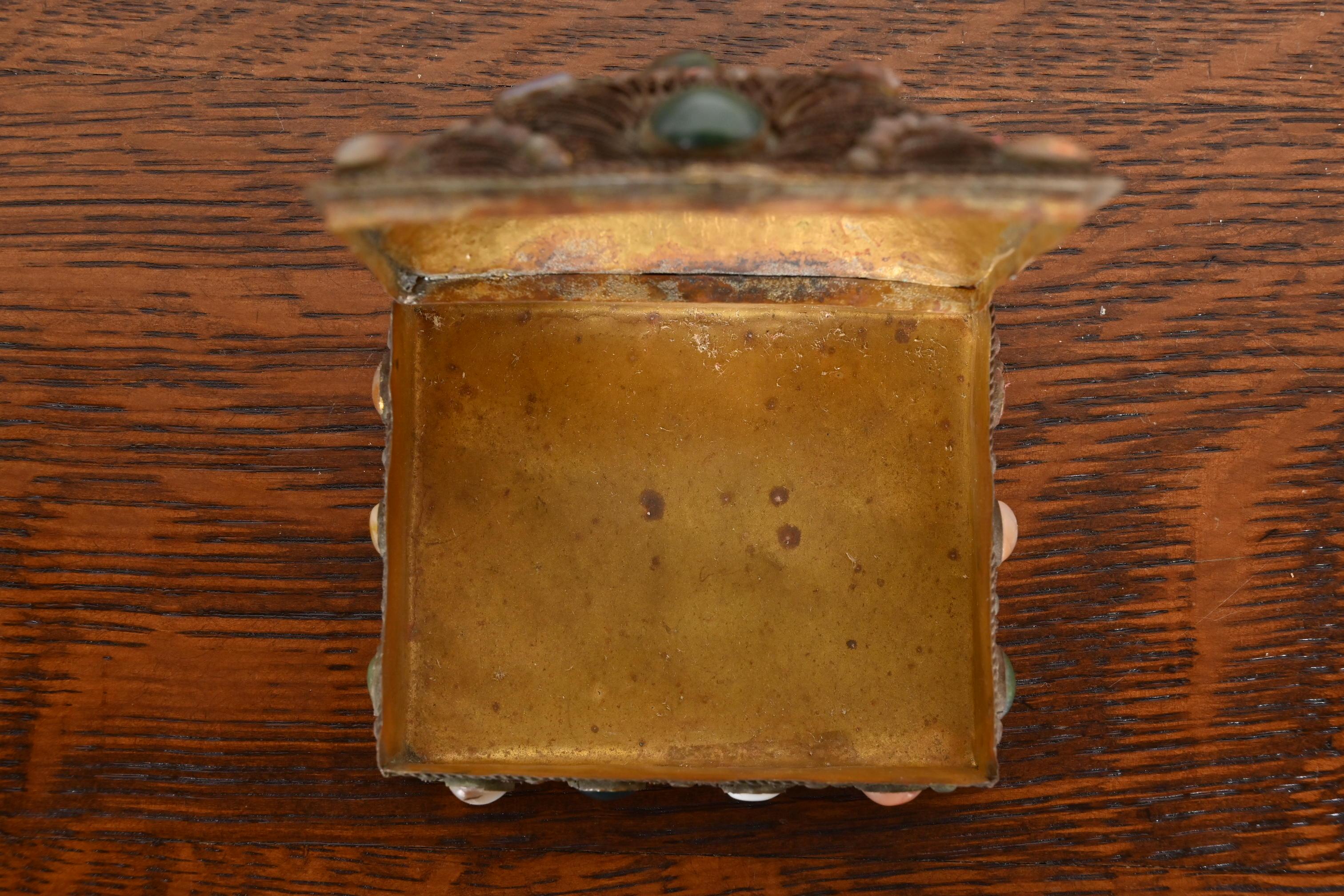 Antique Tibetan Bronze Filigree and Agate Jewelry Box For Sale 4