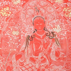 Paravent tibétain Thangka sur papier avec éléments peints à la main, 19e siècle