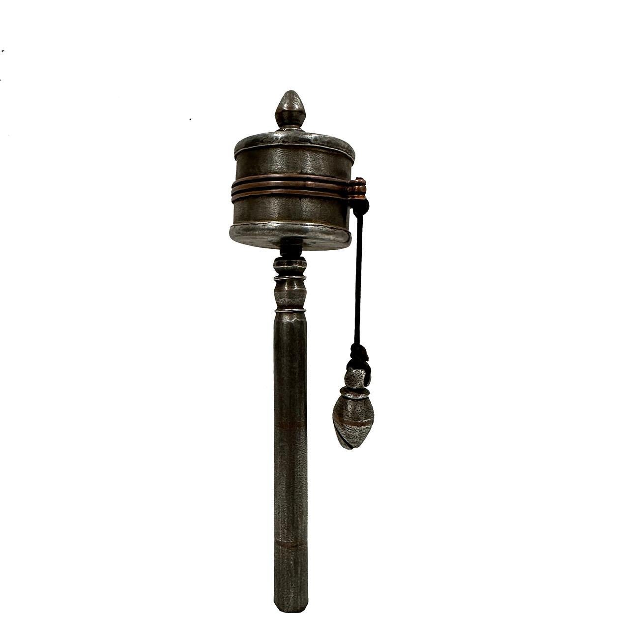 Chinese Export Antique Tibetan Buddhist Handcrafted handheld Spinning Prayer wheel  For Sale