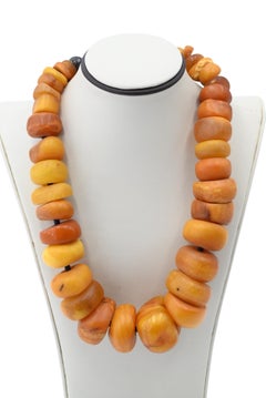 Antique Tibetan Butterscotch Amber Necklace 191 Grams