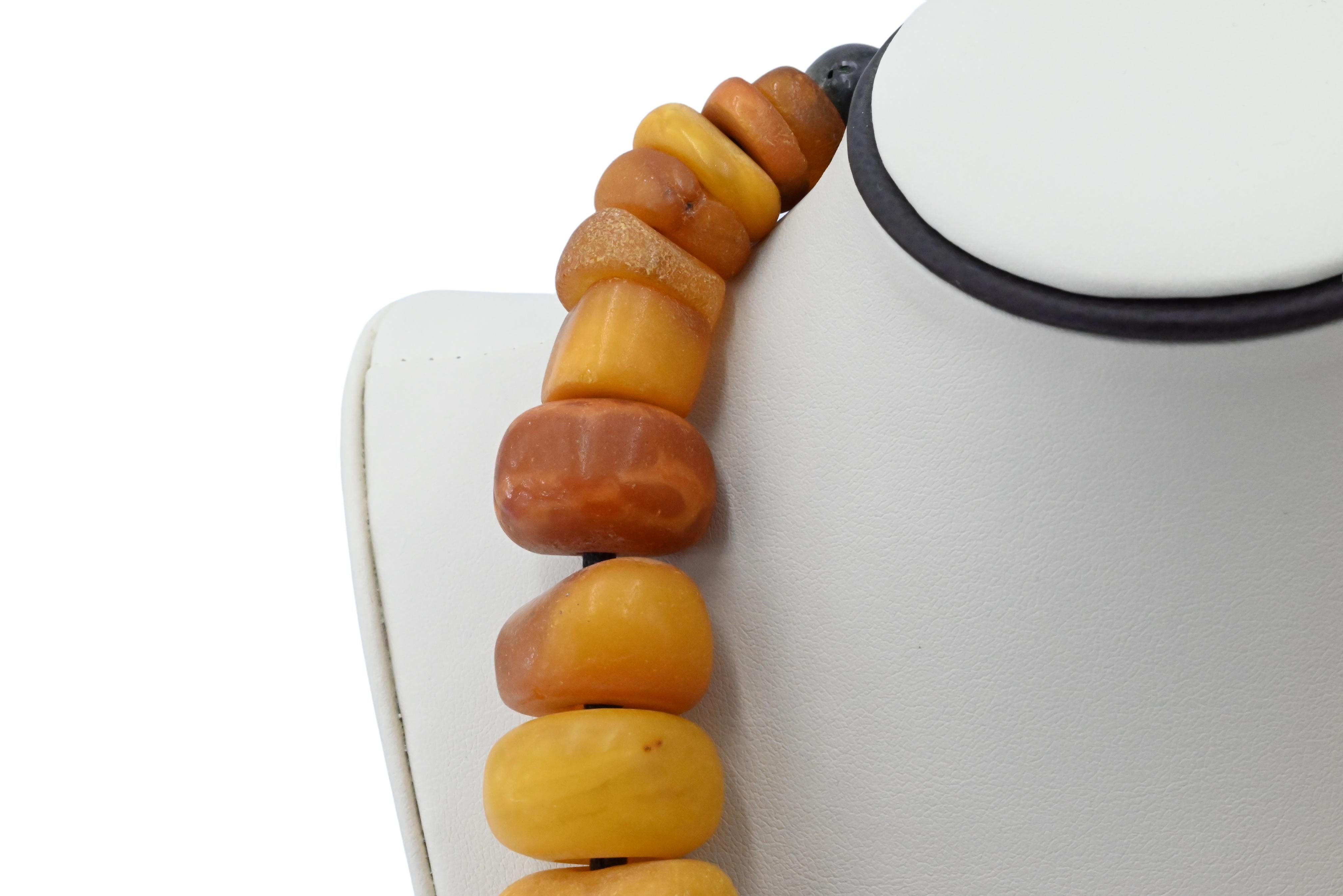 Antique Tibetan Butterscotch Amber Necklace 191 Grams 1