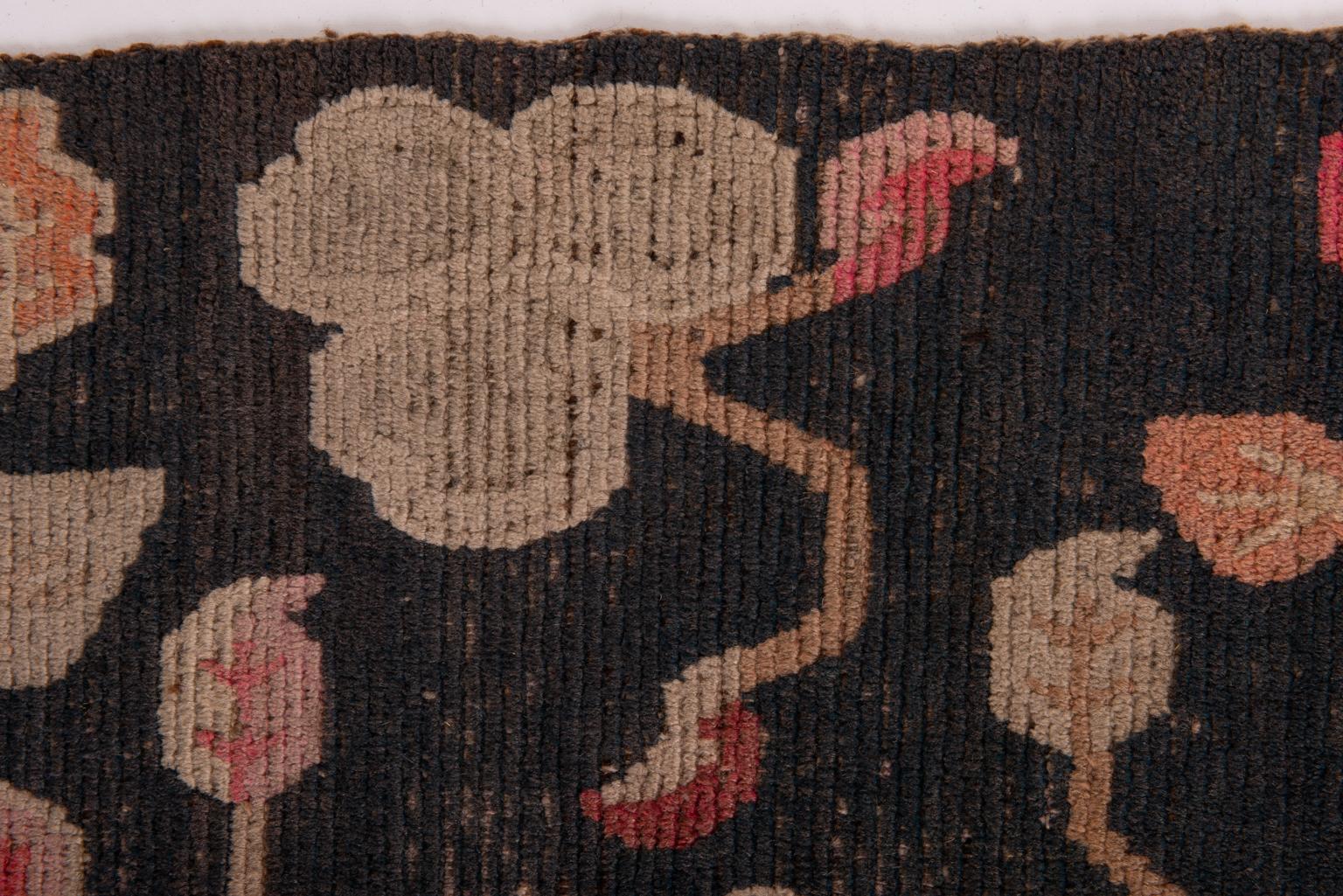 Antique Tibetan Carpet with Flowers For Sale 3