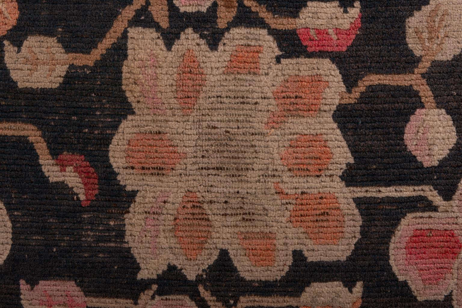 Antique Tibetan Carpet with Flowers For Sale 1