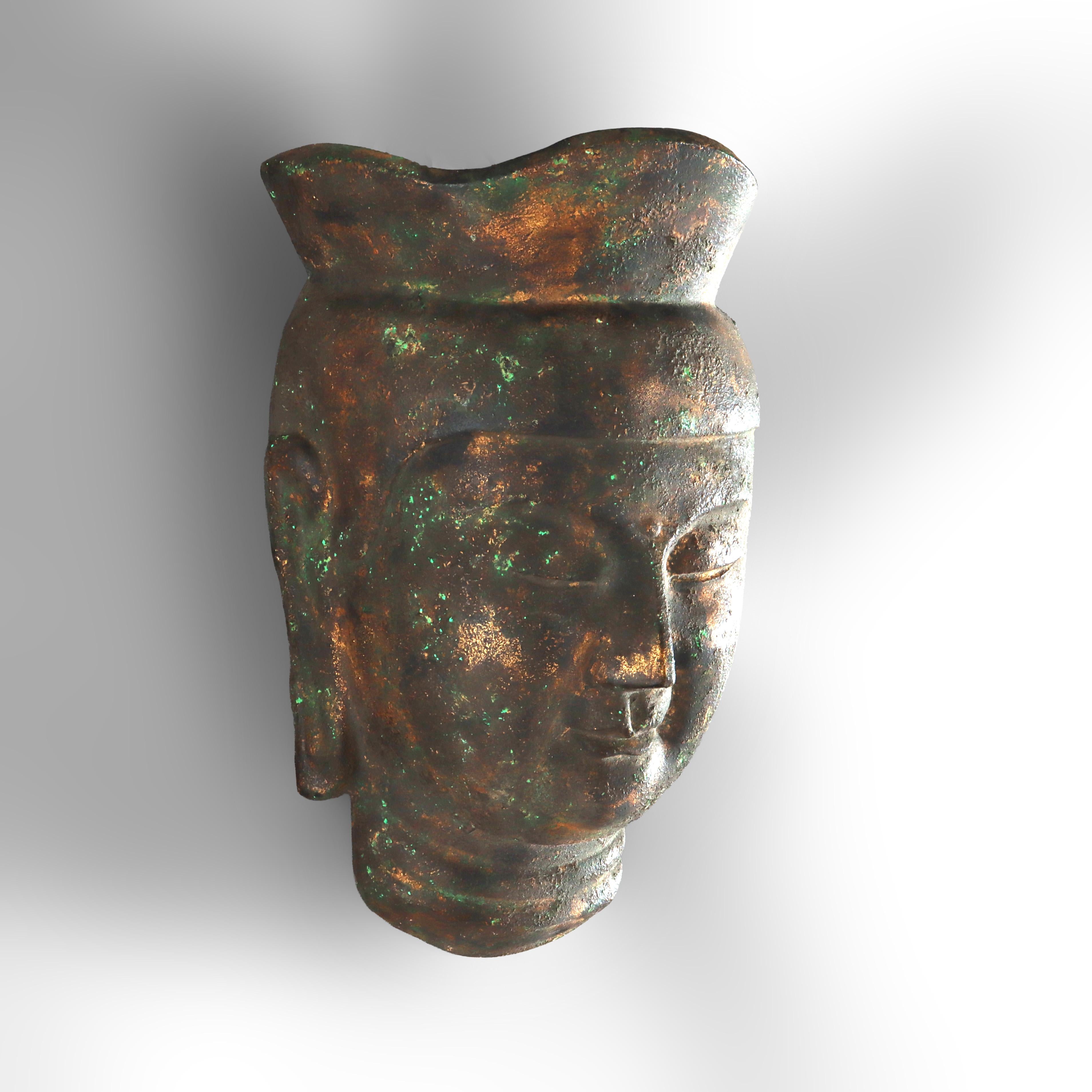 Antique Tibetan Cast Bronze Mask 19thC im Zustand „Gut“ im Angebot in Big Flats, NY