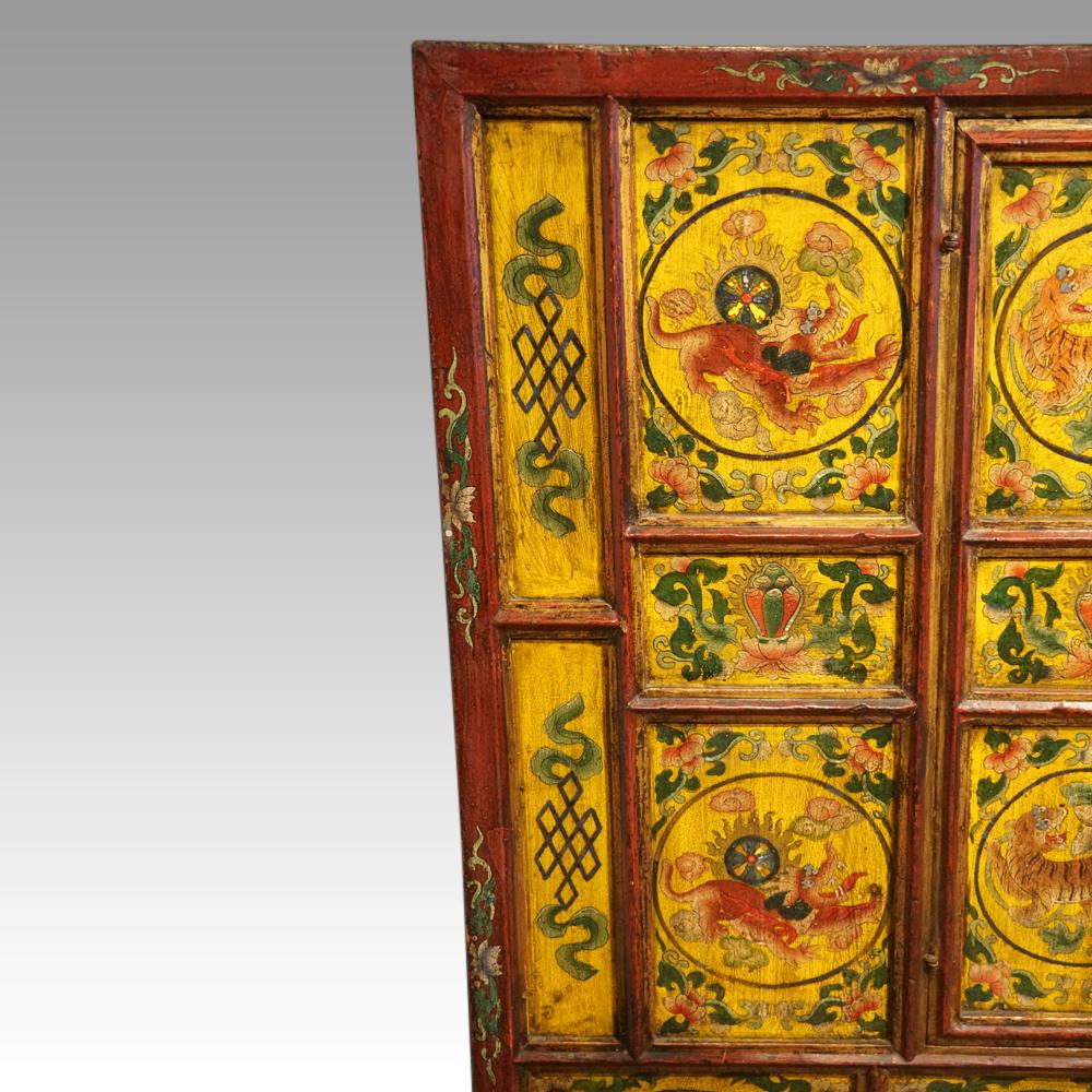 Antique Tibetan decorated cabinet For Sale 4