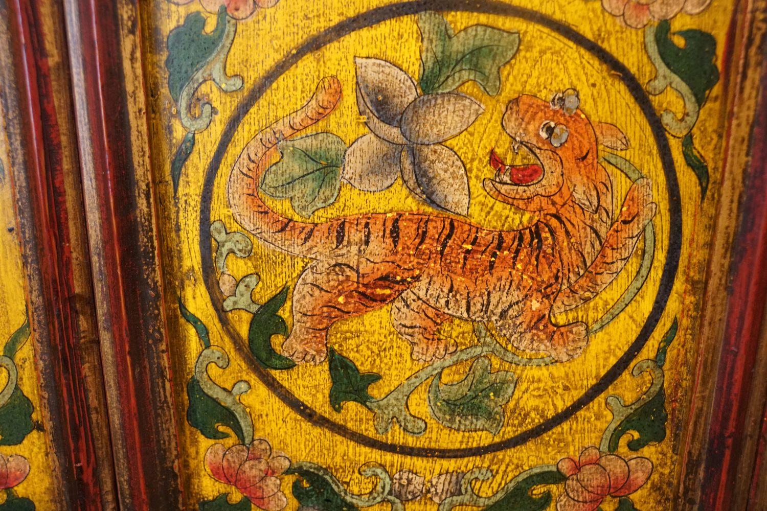 19th Century Antique Tibetan decorated cabinet For Sale