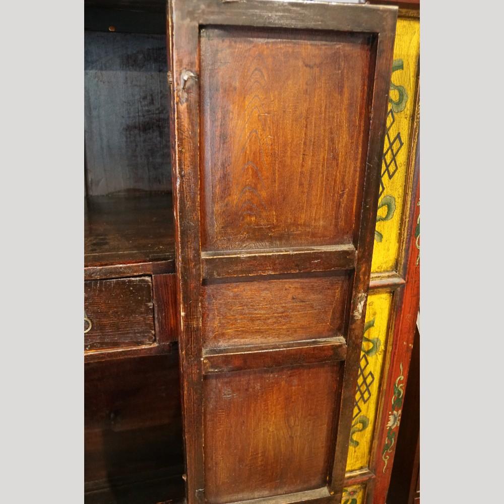 Antique Tibetan decorated cabinet For Sale 1