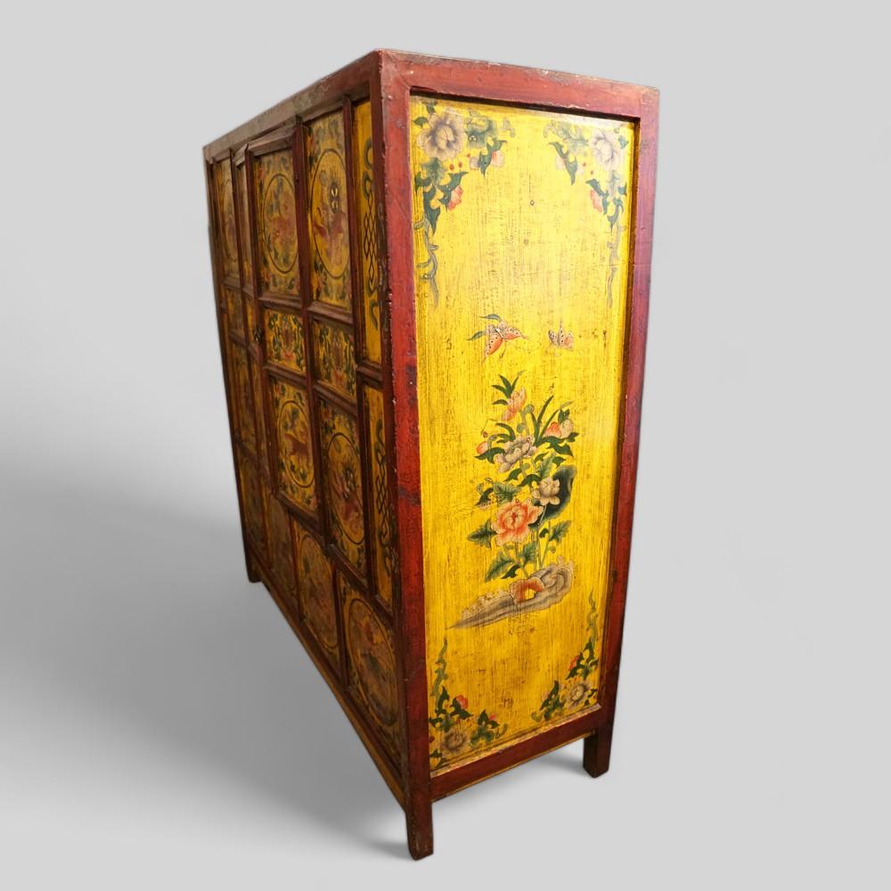 Antique Tibetan decorated cabinet For Sale 2