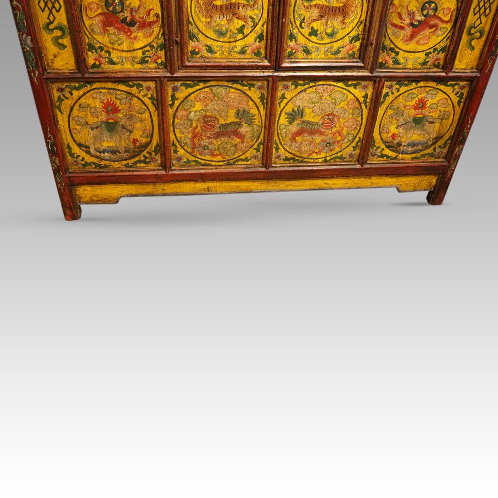 Antique Tibetan decorated cabinet For Sale 3