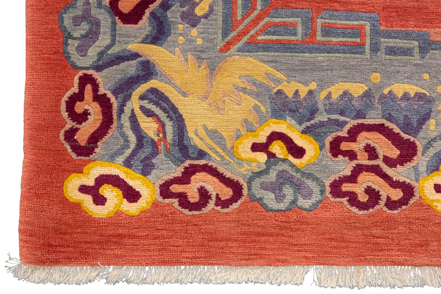 Antique Tibetan Dragon Design Rug, 1920-1950 In Good Condition In Ferrara, IT