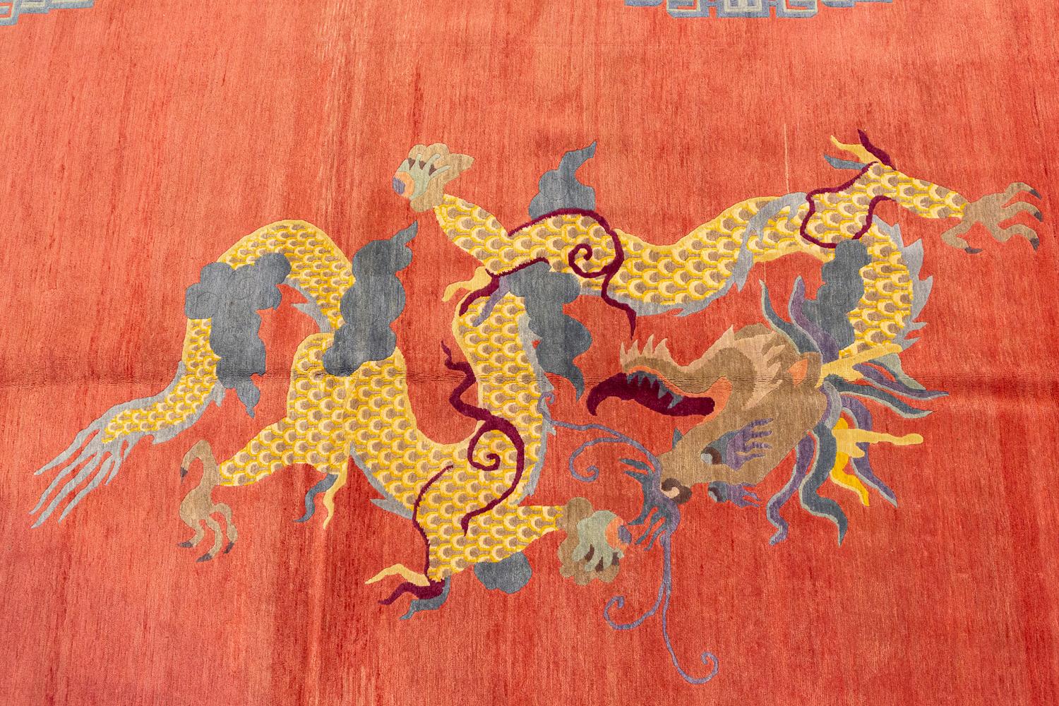 20th Century Antique Tibetan Dragon Design Rug, 1920-1950