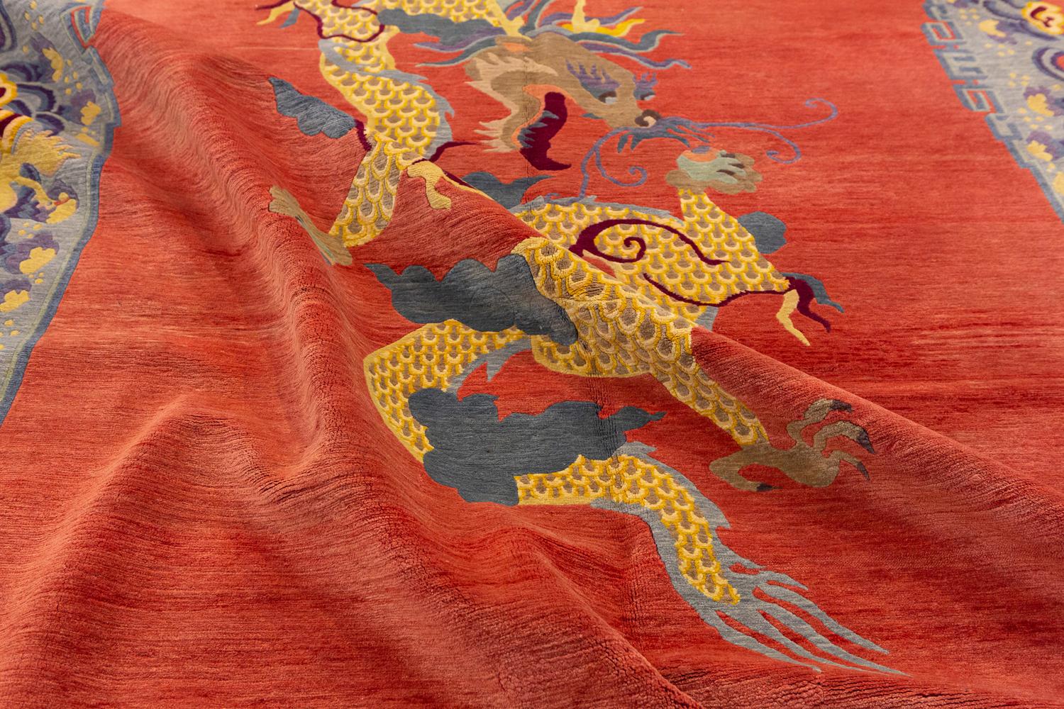 Antique Tibetan Dragon Design Rug, 1920-1950 2