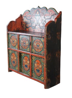 Tibetan Elm Pegam Apothecary Bookcase Chest Altar Cabinet Bench Seat