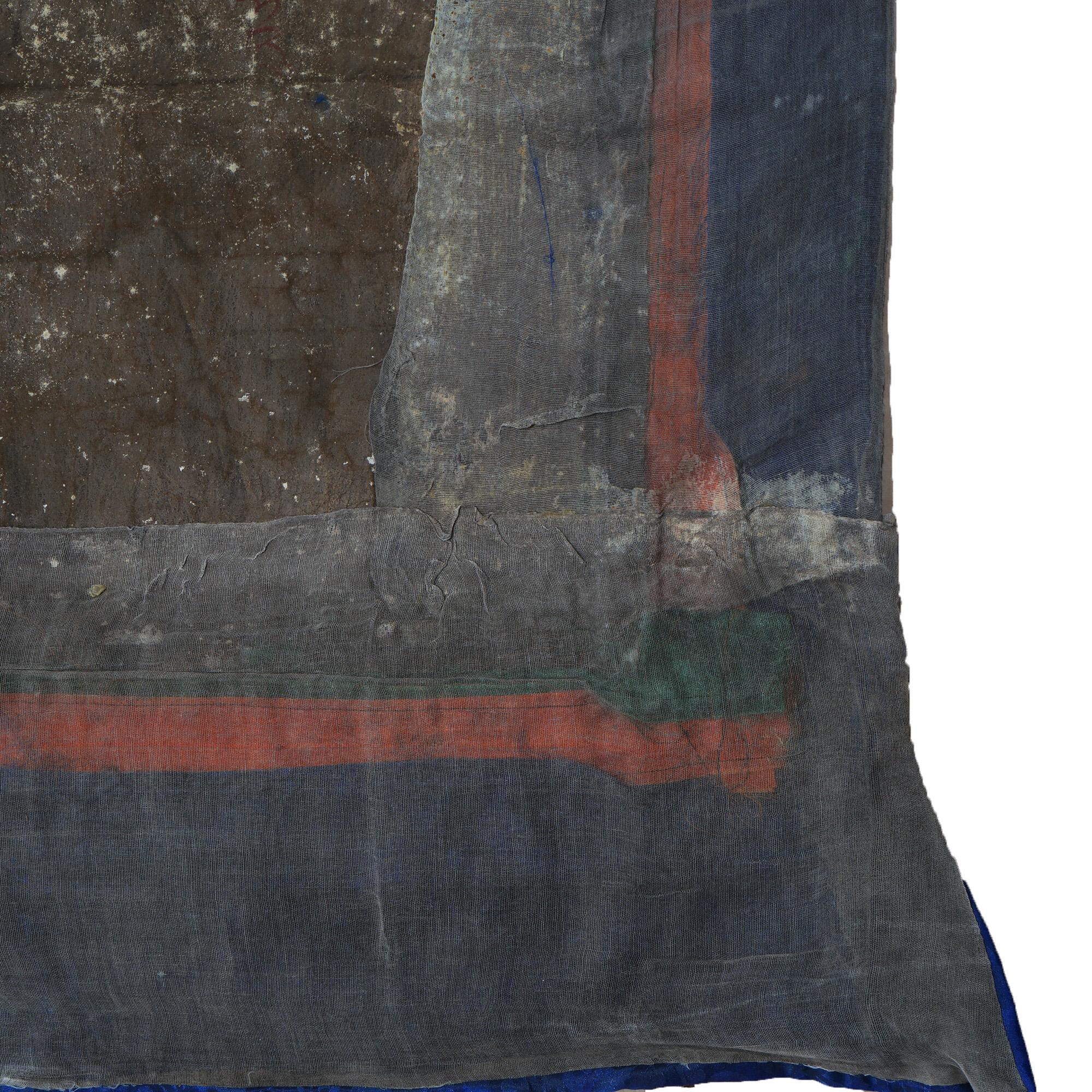 Antike tibetische handbemalte Thangka aus Seide und Leinwand mit Figuren aus Tibet, um 1920 im Angebot 9