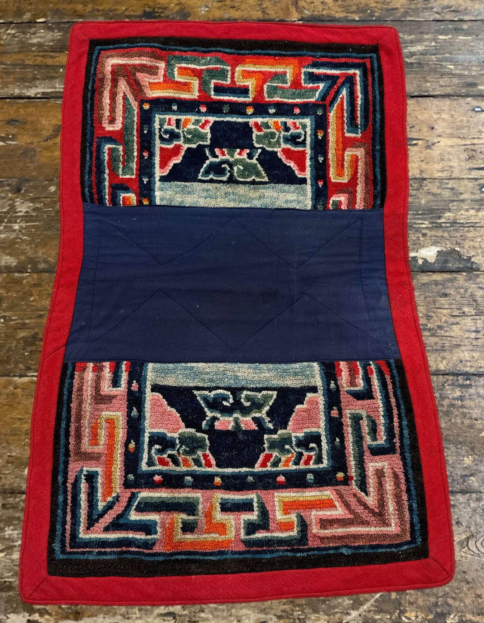 Early 20th Century Antique Tibetan Horse Saddle Cover 1.00m x 0.60m