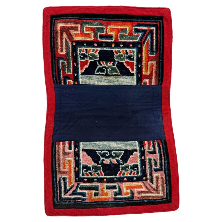 Blue Tibetan Saddle Rug - Ca 1920's Blue Tibetan Saddle Rug - Ca 1920's